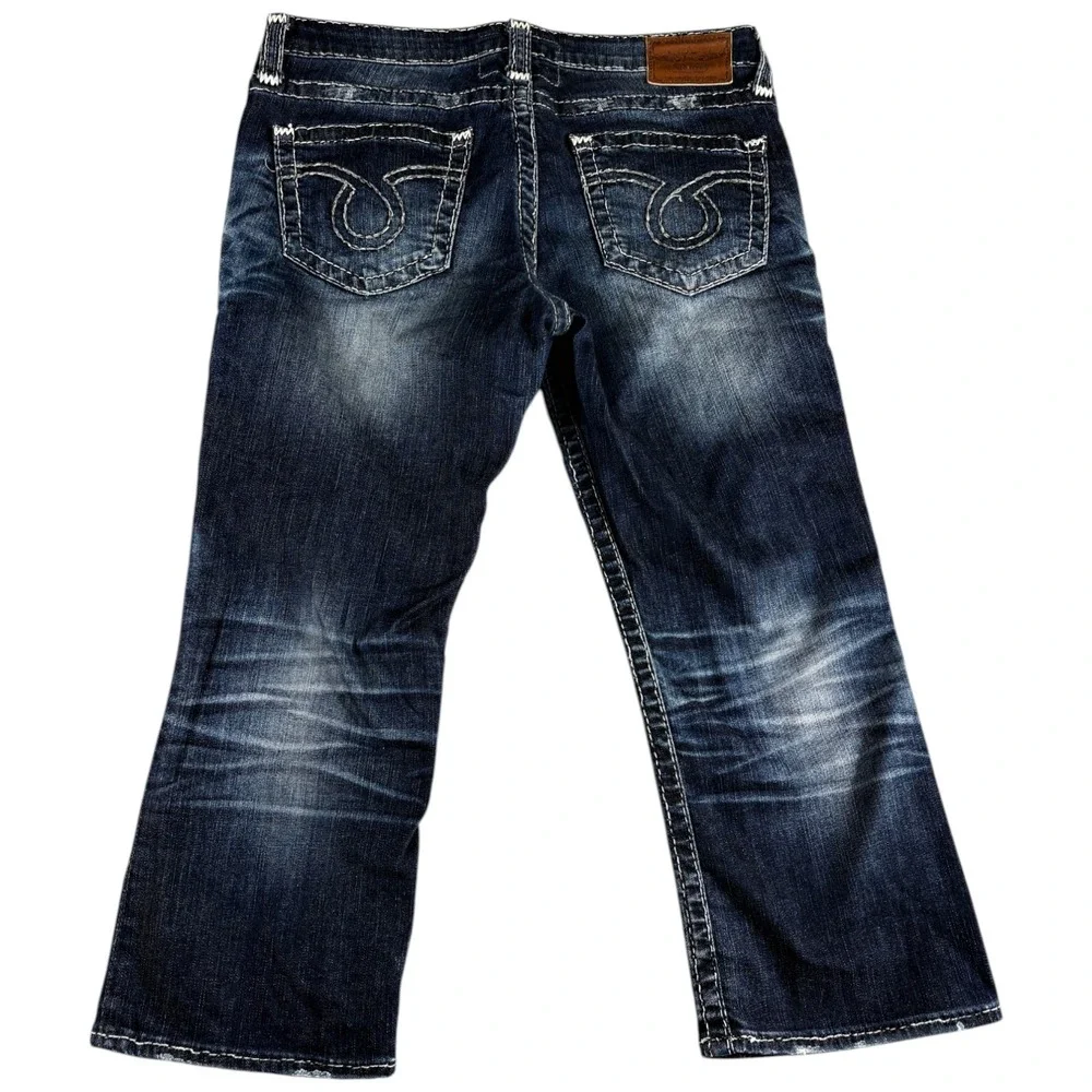 Big Star Liv Capri Jeans Womens 31 Dark Wash Indigo Midrise Faded Workwear Denim